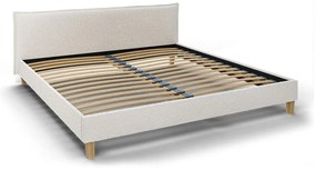Krémová čalúnená dvojlôžková posteľ s roštom 200x200 cm Tina - Ropez