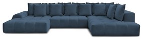 Tmavomodrá ženilková rozkladacia/s úložným priestorom rohová pohovka (pravý roh/do tvaru "U") Everest – Bobochic Paris