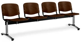 Drevená lavica ISO, 4-sedadlo - chrómované nohy, orech