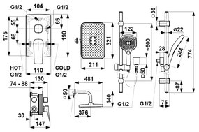 KFA Armatura 4529-301-00 - Sprchová súprava s podomietkovou batériou MALAGA lesklý chróm