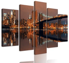 5-dielny obraz nočný Manhattan