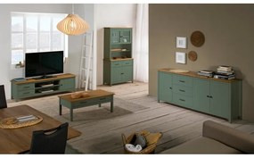 Zelená vitrína z borovicového dreva 90x180 cm Miranda – Marckeric