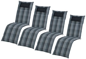 Livarno home Obojstranná podložka na kreslo Toronto, 167 x 50 x 7,5 cm, sivá, 4 kusy  (800006175)