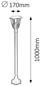 Rabalux MARSEILLE záhradné stĺpikové svietidlo max. 1x60W | E27 | IP44 - čierne, 8568