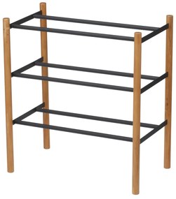 Kovový teleskopický stojan na topánky v čierno–prírodnej farbe – YAMAZAKI