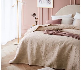 Fenomenálny béžový prehoz na posteľ s ornamentálnym prešívaním 240 x 260 cm