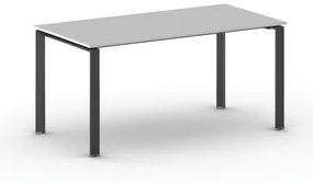 Rokovací stôl PRIMO INFINITY s čiernou podnožou 1600 x 800 x 750 mm, sivá