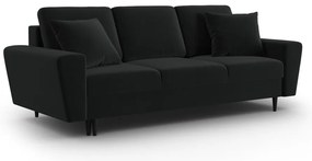 Čierna zamatová rozkladacia/s úložným priestorom pohovka 235 cm Kyoto – Cosmopolitan Design