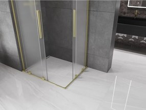 Mexen Velar L Duo, sprchový kút s posuvnými dverami 90 x 80 cm, 8mm sklo námraza, zlatá matná, 871-090-080-02-33-55