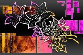 Samolepiaca tapeta kvetinová ilustrácia - 150x100