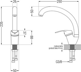 Mexen ROSA - Vysoká batéria/drezová, čierna, 670800-70