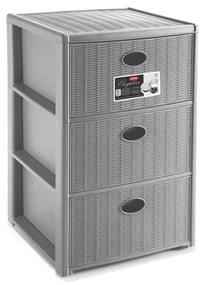 STEFANPLAST Úložný plastový regál Elegance, 3 zásuvky, sivý