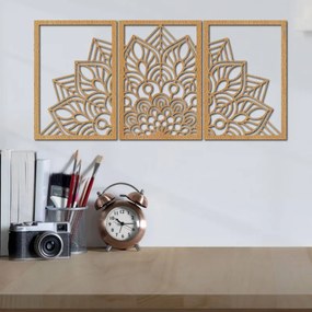 3-dielna mandala kvetov – moderná drevená nástenná dekorácia do obývačky | SENTOP HDF0583