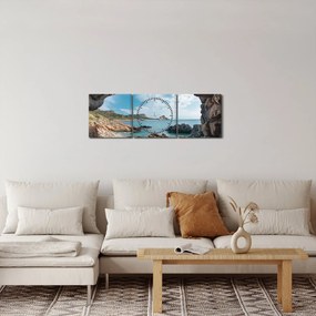 Obraz - Jaskyňa pri mori (s hodinami) (90x30 cm)