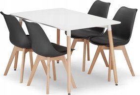 Jedálenská zostava stôl ADRIA 120 X 80 s drevenými nohami + 4 stoličky MARK čierne