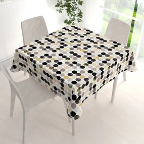 Biante Dekoračný štvorcový obrus Leona LN-058 Zlaté a čierne guličky na bielom 60x60 cm