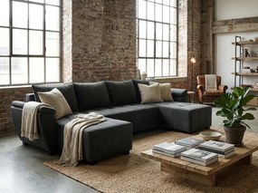 Rozkladacia sedacia súprava do U LIVARO 305x140 cm, tmavosivá