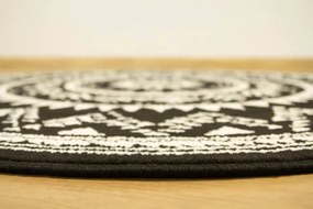 Koberec kruh Luna 503493/50944 Rozeta Etno čierny / krémový