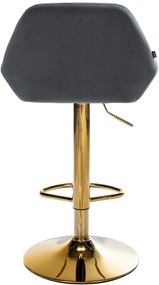 Barová stolička Braga - zamat, zlatá podnož - Tmavo sivá