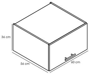 Kuchynská skrinka Adele W60okgr / 560 Šedá Mat/Biely