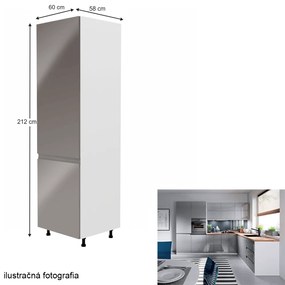 Kondela Skrinka na chladničku, biela/sivá extra vysoký lesk, ľavá, AURORA D60ZL