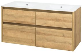 Mereo Mereo, Opto, kúpeľňová skrinka s keramickým umývadlom 121 cm, biela, dub, biela/dub, čierna, MER-CN923