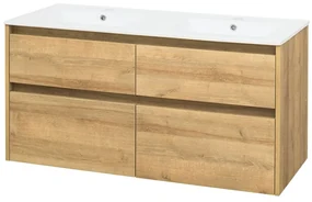 Mereo Mereo, Opto, kúpeľňová skrinka s keramickým umývadlom 121 cm, biela, dub, biela/dub, čierna, MER-CN923