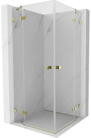 Mexen Lunar Duo, výklopný sprchový kút 105 x 105 cm, 8mm číre sklo, zlatý profil, 834-105L-105P-50-00