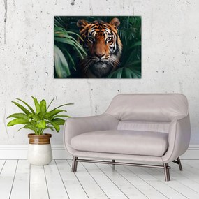 Obraz - Portrét tigra v džungli (70x50 cm)
