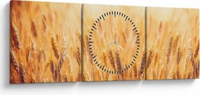 Obraz - pole s obilím (s hodinami) (90x30 cm)