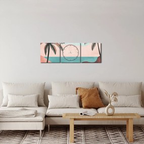 Obraz - Palmy pri mori (s hodinami) (90x30 cm)