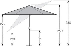Doppler ACTIVE 3 m - naklápací slnečník s LED osvetlením - 2. akosť (S306)