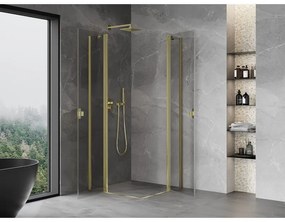 Mexen, Mexen Mist Duo výklopný sprchový kút 115 x 115 cm, transparentný, zlatý - 8A4-115-115-50-00