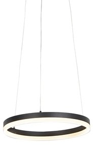 Dizajnové krúžkové závesné svietidlo čierne 40 cm vrátane LED a stmievača - Anello