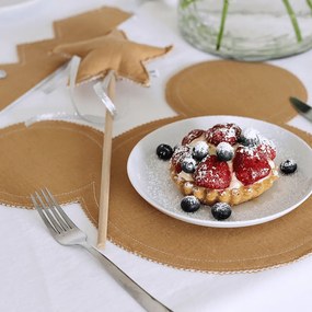 Ľanová kúzelná palička karamelová so striebrom