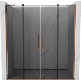Mexen Velar L Duo, posuvné sprchové dvere do otvoru 170 cm, 8mm šedé sklo, ružové zlato, 871-170-003-42-60