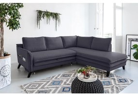 Antracitovosivá rozkladacia rohová pohovka Miuform Charming Charlie L, pravý roh