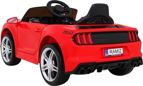 Ramiz Športové autíčko GT na batérie pre deti červené + diaľkové ovládanie + pomalý štart + nosič batožiny + MP3 LED