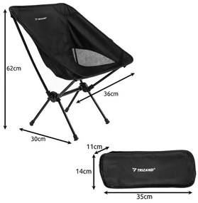 Trizand 25074 Kempingová skladacia stolička, čierna