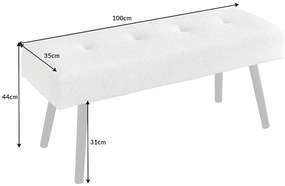 Lavica Boutique 100cm biela plyšová látka
