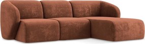 Ženilková rohová pohovka v terakotovej farbe (pravý roh/s leňoškou) Lani – Makamii