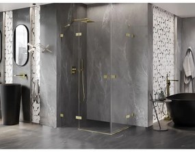 Mexen Lunar Duo, výklopný sprchový kút 85 x 70 cm, 8mm číre sklo, zlatý matný profil, 834-085L-070P-55-00
