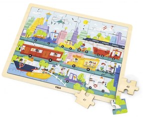 Puzzle na podstavci Viga 44582 48 dielikov - spoznávanie dopravy v meste