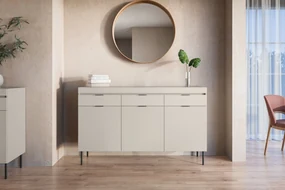 Komoda Sentia 157 cm s 3 zásuvkami - kašmírová / čierna