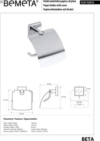 Bemeta Design BETA: Držiak toaletného papiera, s krytom - 132112012