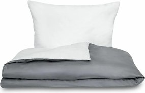 Kvalitex Saténové obliečky Luxury Collection biela/tmavosivá, 140 x 220 cm, 70 x 90 cm