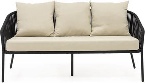 Záhradný nábytok na terasu – pohovka, kreslá a stolík Springos GF0116 čierno-béžová súprava