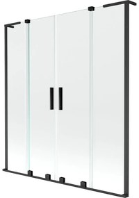 Mexen Velar L Duo, 2-krídlová posuvná vaňová zástena 150 x 150 cm, 8mm číre sklo, čierna matná, 896-150-003-02-70