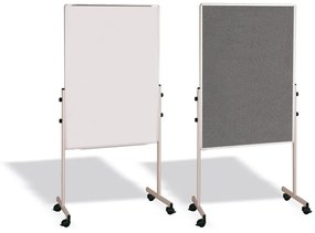 Bi-Office Mobilná kombinovaná tabuľa, biela magnetická/sivá textilná, 700x1200 mm