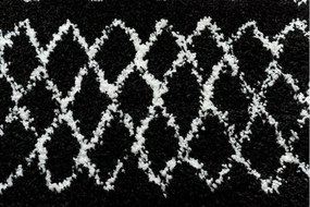 Okrúhly koberec BERBER ETHNIC G3802, čierna -biela, strapce, Maroko, Shaggy Veľkosť: kruh 160 cm